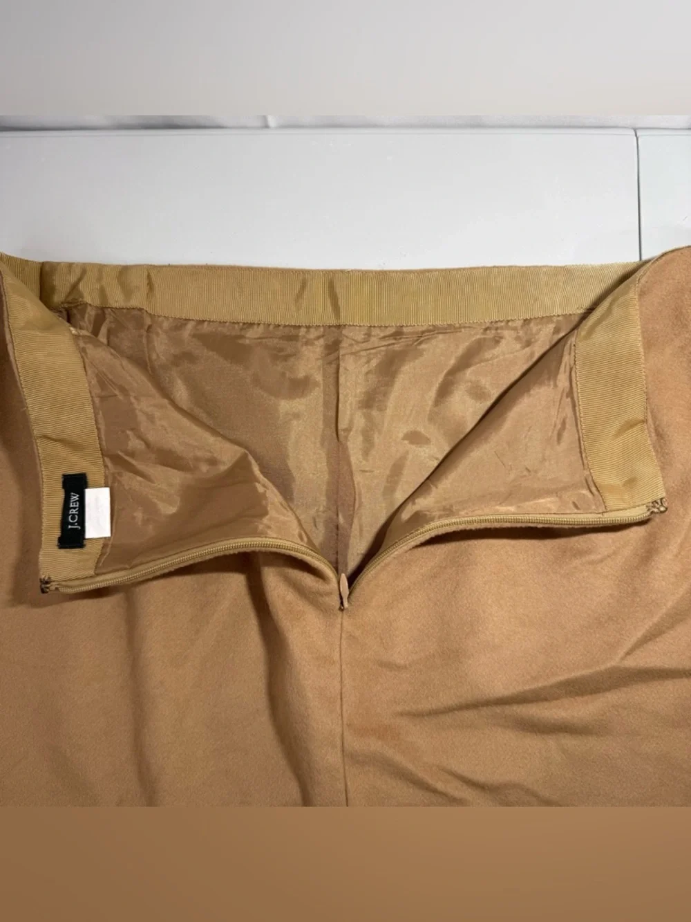 J.Crew Wool Cashmere‎ Mini Skirt Tan Camel Pockets Preppy